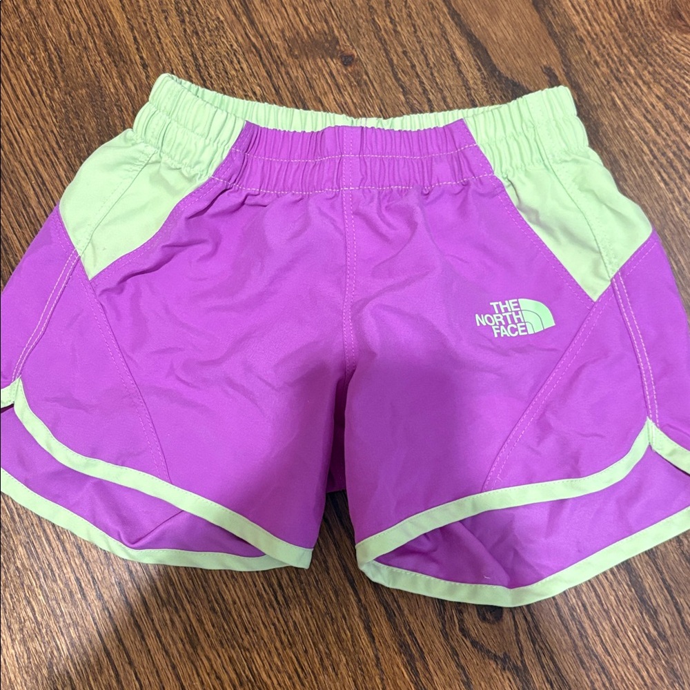 The North Face Purple and Light Green Athletic Shorts